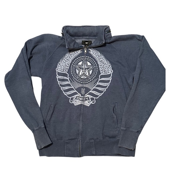 Obey Other - Obey Men's Charcoal Graphic Zip-Up Hoodie
